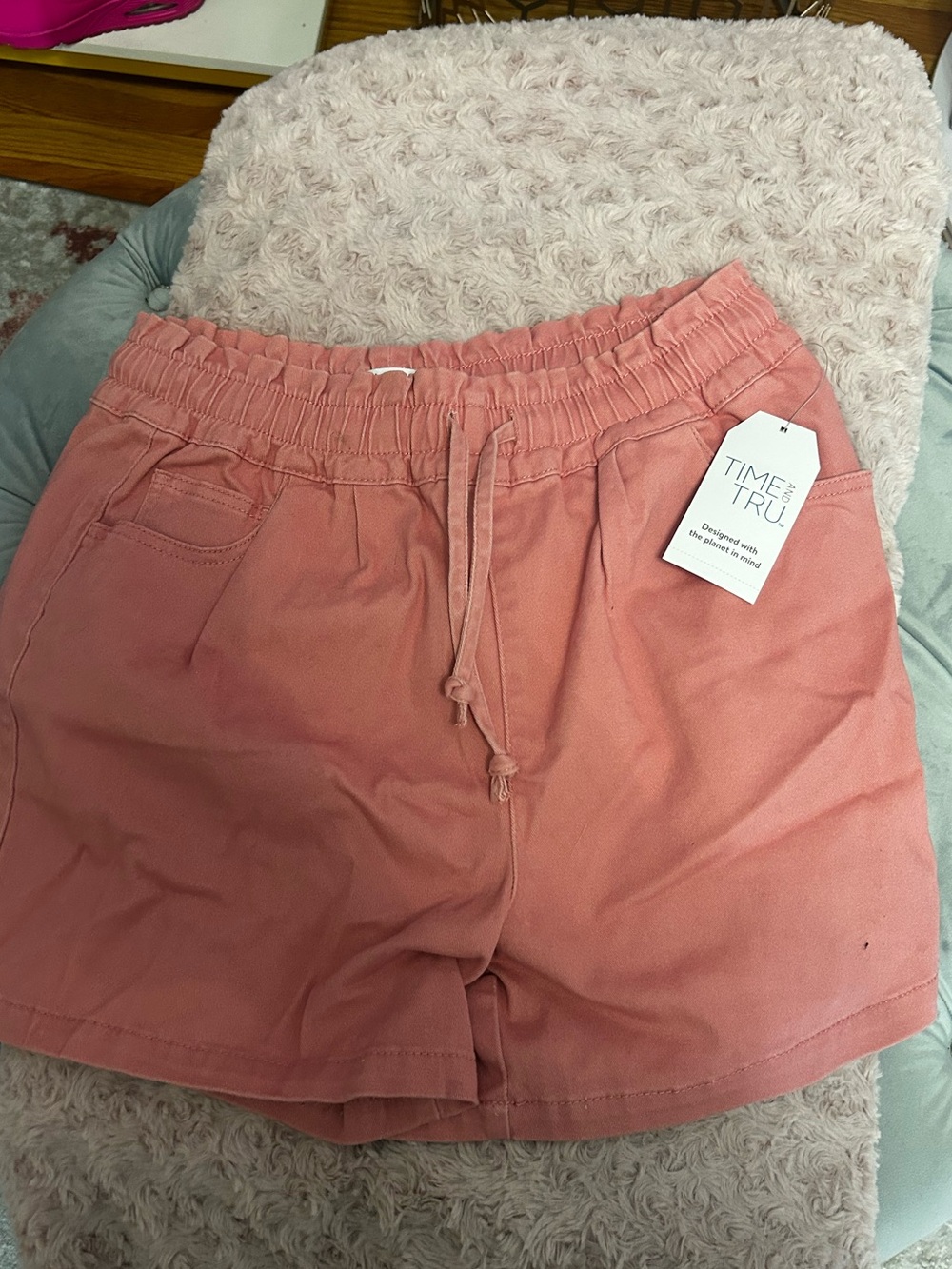 Time and Tru Coral High-Waist Pull-On Shorts